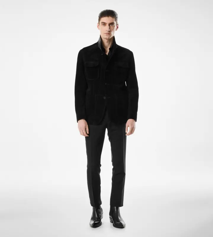 CASHMERE SUEDE MILITARY JACKET BLACK online